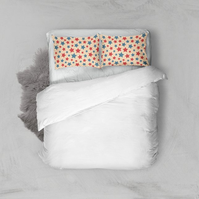 Funda De Cojín Estrellas Rojas y Azules, 4 de Julio, Fondo Beige (Subido por el creador)