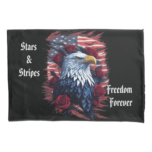 Funda De Cojín Estrellas tira libertad para siempre águila bander (Anverso-izquierdo)