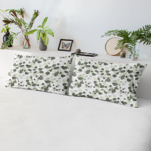 Funda De Cojín Eucalipto moderno deja un patrón blanco verde