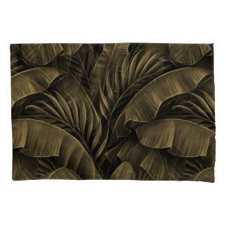 Funda De Cojín Exótico Tropical: Naturaleza Dorada Grunge