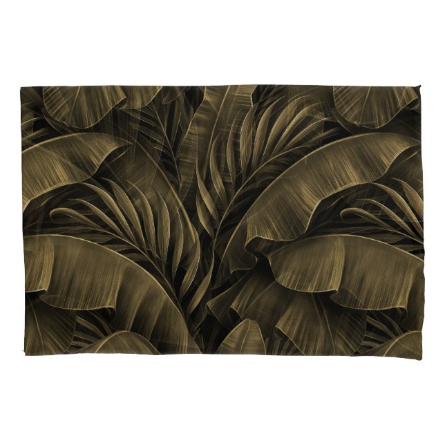 Funda De Cojín Exótico Tropical: Naturaleza Dorada Grunge (Anverso)