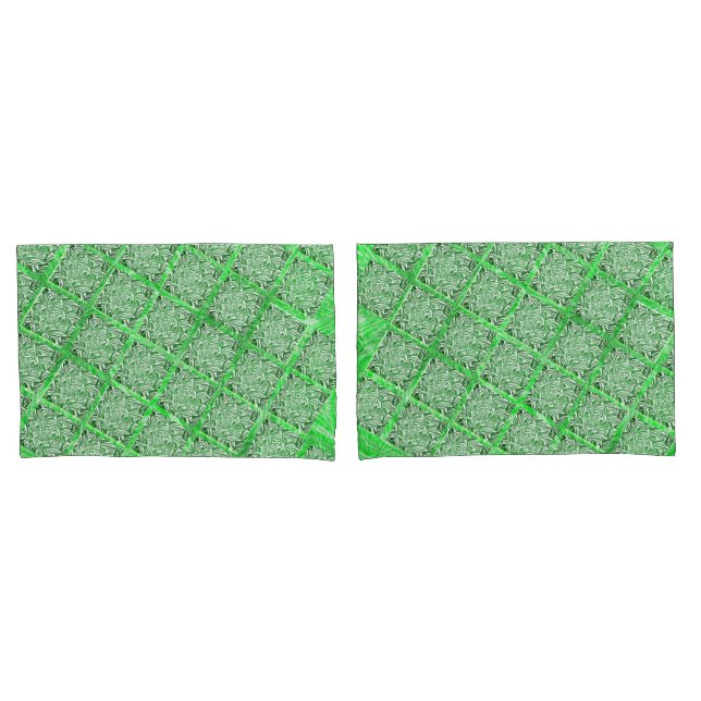 Funda De Cojín Fakes folhagens verdes, falso azulejo, cuadráticas (Anverso - Set)
