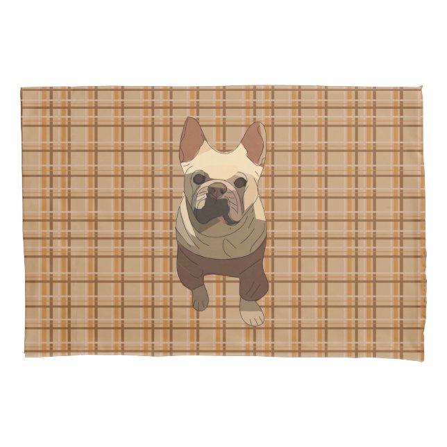 Funda De Cojín Fall Plaid French Bulldog (Anverso)