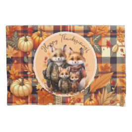 Funda De Cojín Familia de zorros felices bromas de calabazas de A