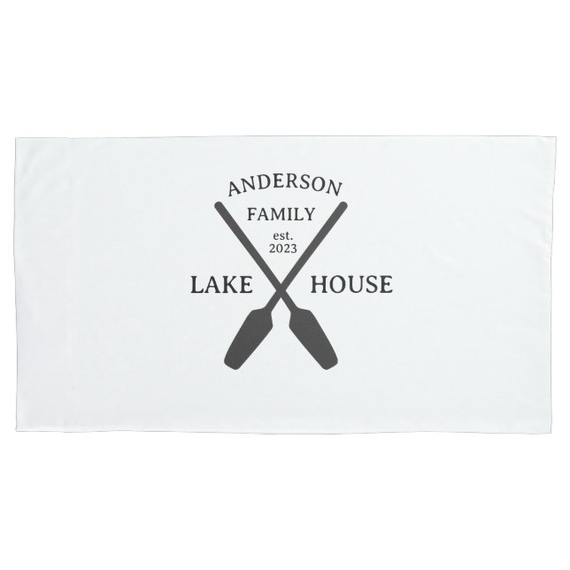 Funda De Cojín Familia Personalizada Nombre Casa Lago (Anverso)