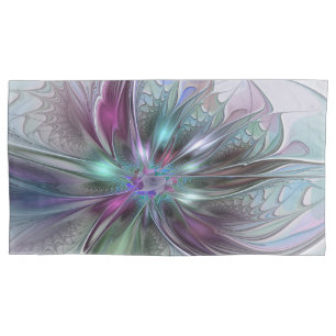 Funda De Cojín Fantasía abstracta moderna y colorida de flor frac