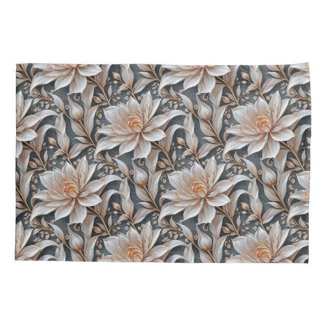 Funda De Cojín Fantasía floral blanca (Reverso)