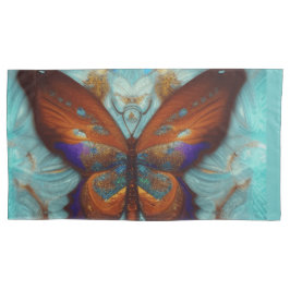 Funda De Cojín Fantasía Steampunk Naranja Mariposa Aqua Watercolo