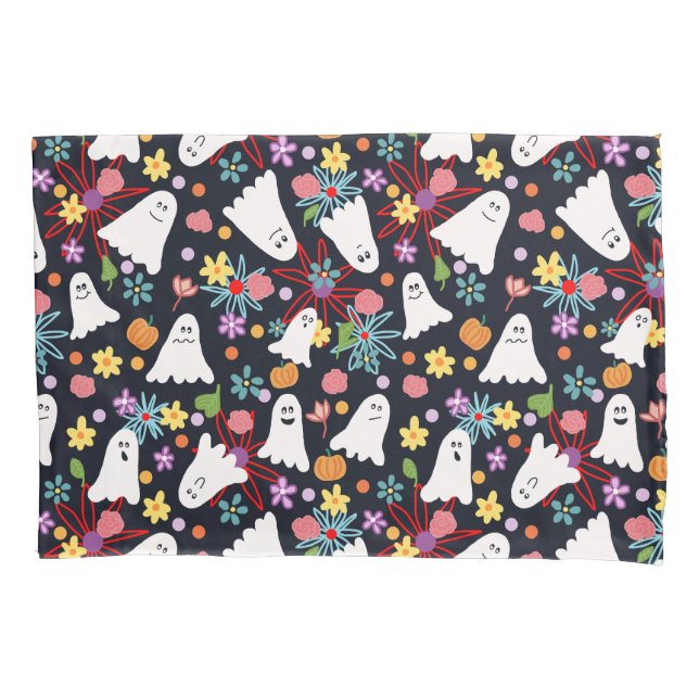 Funda De Cojín Fantasmas y flores (Anverso)