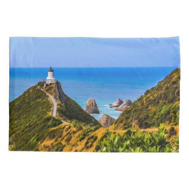 Funda De Cojín Faro de Nugget Point, Nueva Zelanda (Reverso)