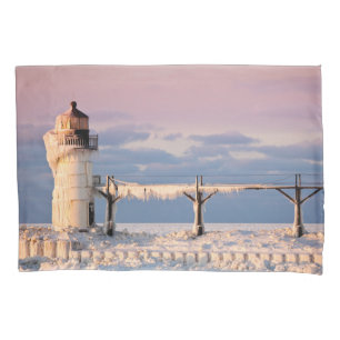 Funda De Cojín Faros   Faro del lago Michigan