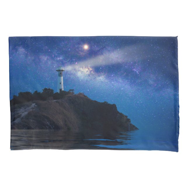 Funda De Cojín Faros | Faro nocturno estrellado (Anverso)