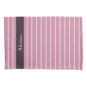 Funda De Cojín Fashiable Thin Cashmere Rosa Stripes y Nombre