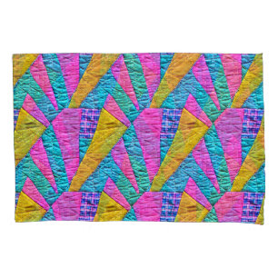 Funda De Cojín Faux Patchwork Quilt inspiró a Boho Trompe L'oeil