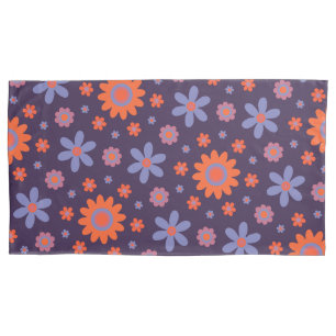 Funda De Cojín Felices Flores Retro con un patrón de margarita hi