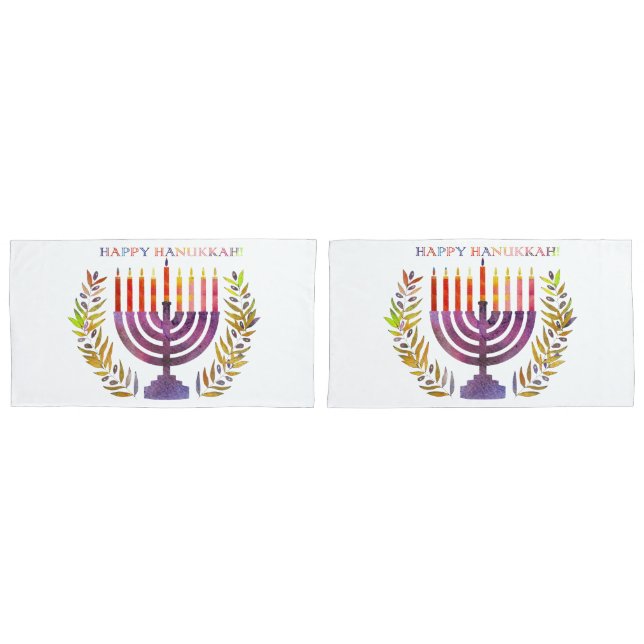 Funda De Cojín Felices Hanukkah Pillowcase (Anverso - Set)