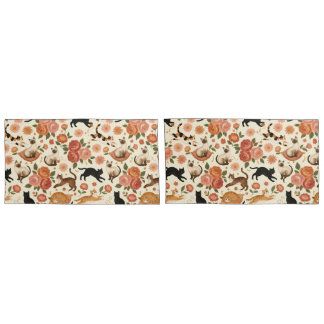 Funda De Cojín Felinos Florales: Patrón de Gatos Acogedores y Flo