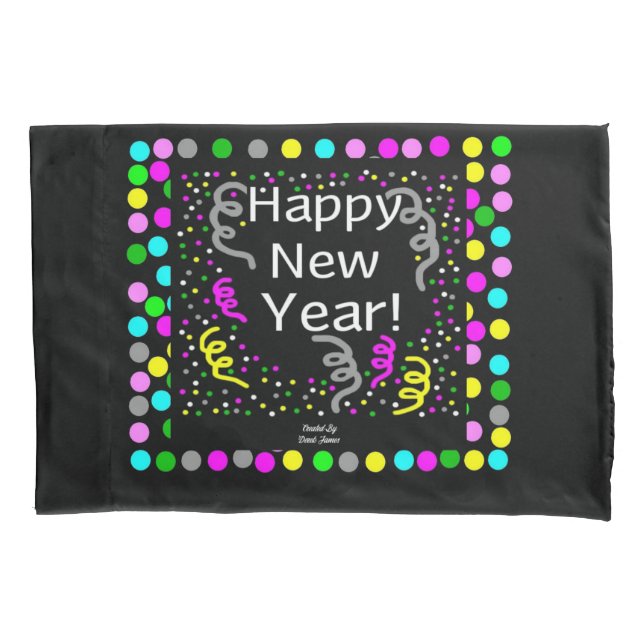 Funda De Cojín Feliz Año Nuevo Saludos Estándar (Anverso)