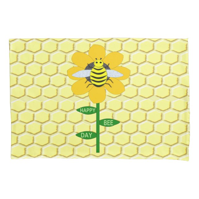 Funda De Cojín Feliz Día de las Abejas Cumpleaños Bumblebee (Anverso)