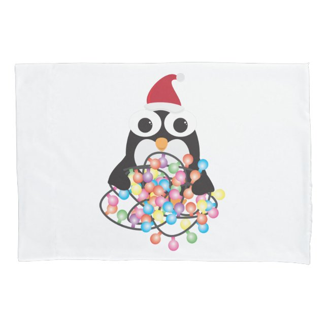 Funda De Cojín Feliz Navidad con el Personalizado del Pingüino (Anverso)
