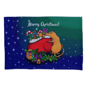Funda De Cojín Feliz Navidad con el príncipe rata