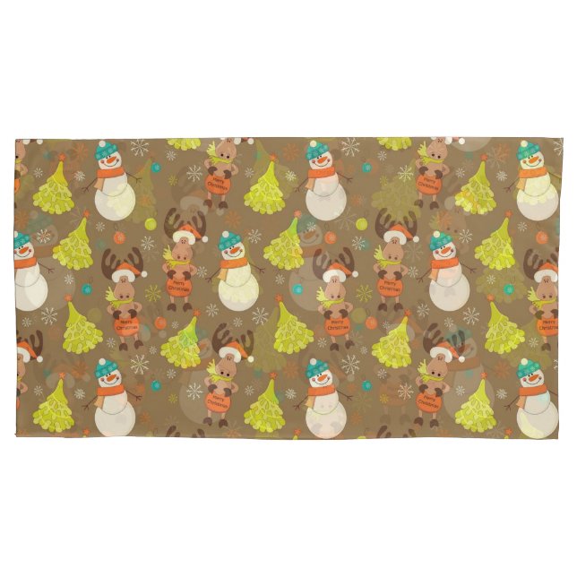 Funda De Cojín Feliz Navidad Moose Y Snowman (Anverso-izquierdo)