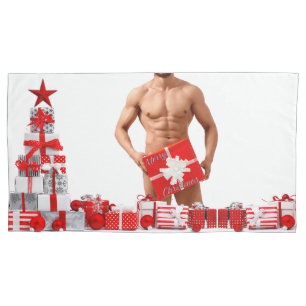 Funda De Cojín Feliz Navidad SlipperyJoe regalo rojo blanco plata