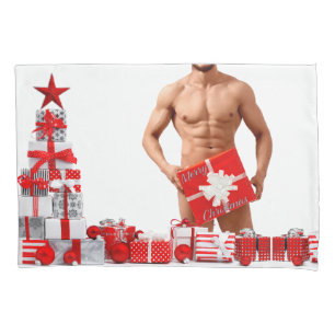 Funda De Cojín Feliz Navidad SlipperyJoe regalo rojo blanco plate