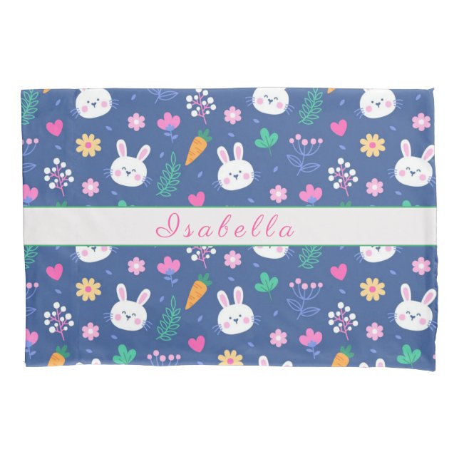 Funda De Cojín Feliz Personalizar Easter White Love Rabbit (Anverso)