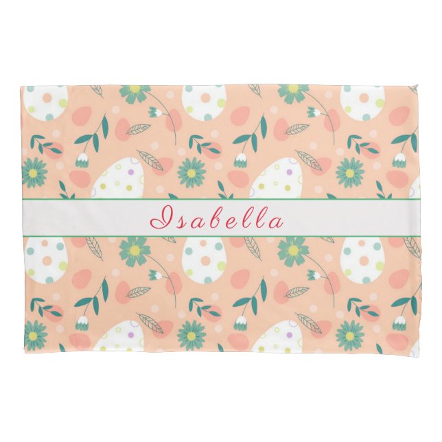 Funda De Cojín Feliz Personalizar Naranja Huevo de Pascua (Anverso)