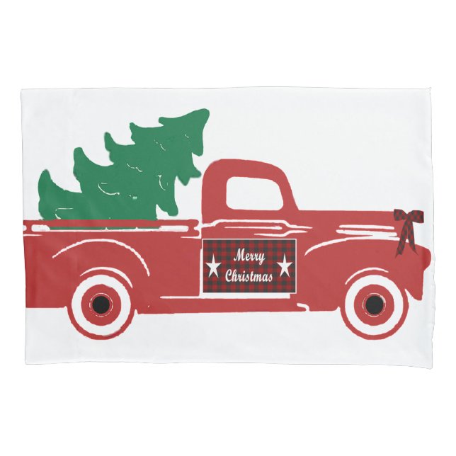 Funda De Cojín Feliz recogida navideña y árbol (Anverso)