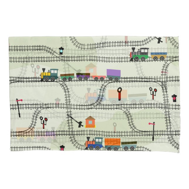 Funda De Cojín Ferrocarril para Niños: Gracioso Patrón Sin Señale (Anverso)