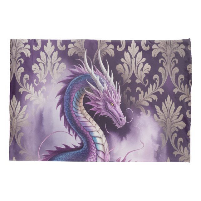 Funda De Cojín Fiesta de cumpleaños del Dragón Gótico Púrpura (Reverso)