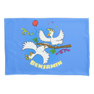 Funda De Cojín Fiesta de pájaros de cacatúa graciosa