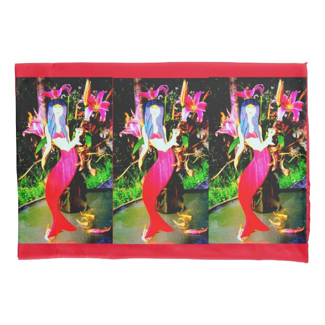 Funda De Cojín fiesta de sirenas rojas (Anverso)