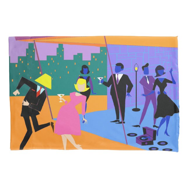 Funda De Cojín Fiesta del techo urbano retro (Anverso)