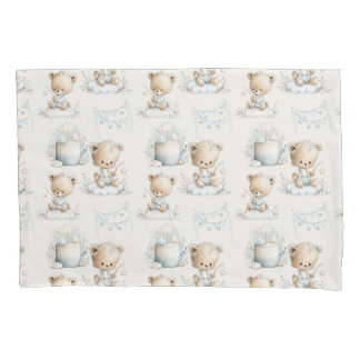 Funda De Cojín fiesta infantil con osito de peluche y tarta