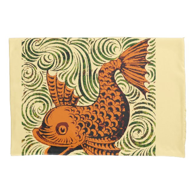Funda De Cojín Fish Antiguo Tile Antiguo arte (Anverso)