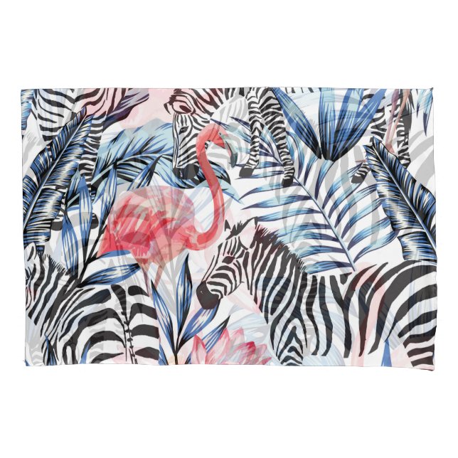 Funda De Cojín Flalia tropical: paraíso de cebra flamenca (Anverso)