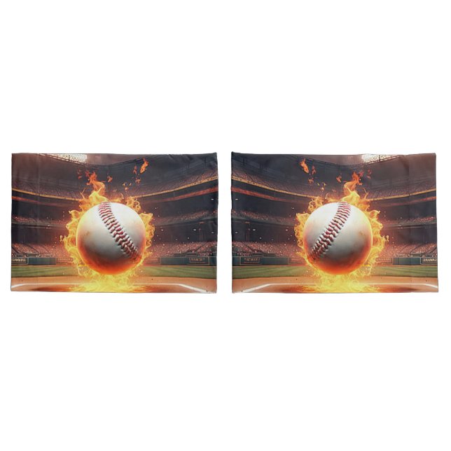 Funda De Cojín Flamante Béisbol En El Estadio (Reverso-Set)