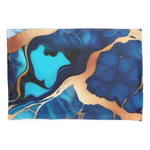 Funda De Cojín Flamante dorado azul trenzado