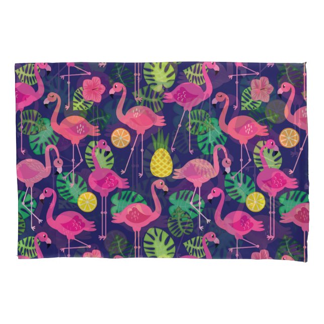 Funda De Cojín Flamencos de época, patrón de elementos de verano (Anverso)