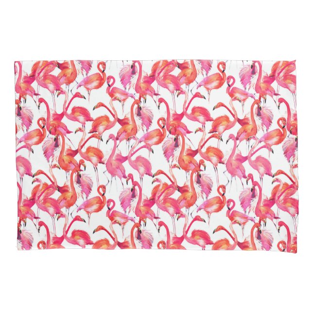 Funda De Cojín Flamencos de la acuarela en acuarelas (Anverso-izquierdo)