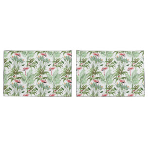 Funda De Cojín Flamencos rosados tropicales