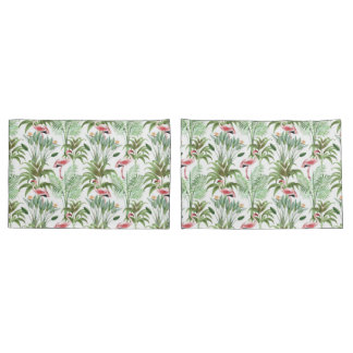 Funda De Cojín Flamencos rosados tropicales