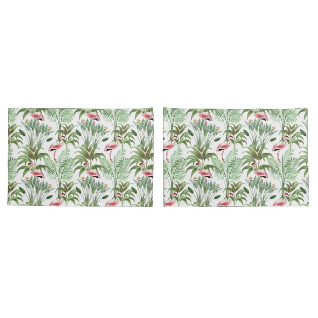 Funda De Cojín Flamencos rosados tropicales (Reverso-Set)