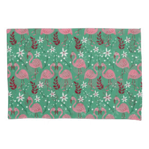 Funda De Cojín Flamingo floral sin soldadura patrón rosa verde