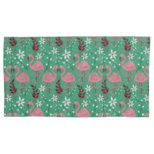 Funda De Cojín Flamingo floral sin soldadura patrón rosa verde