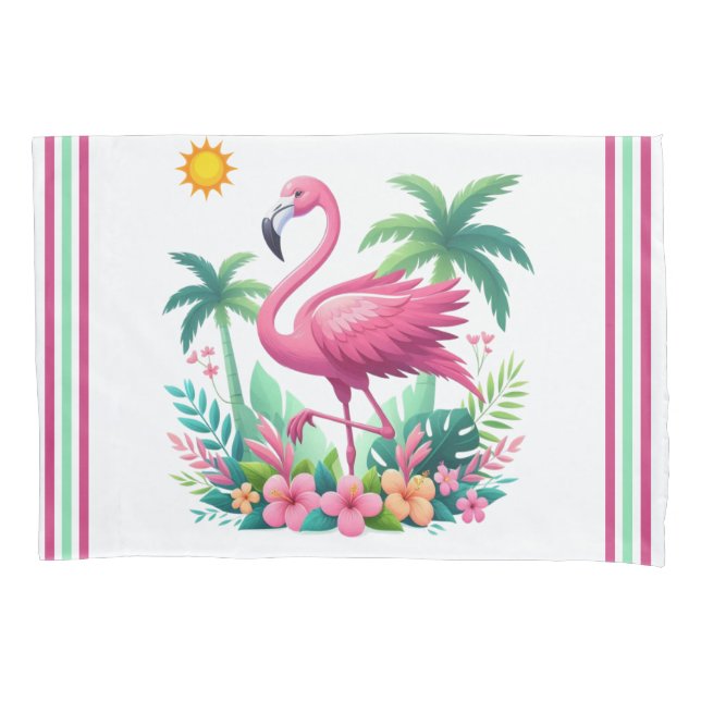 Funda De Cojín Flamingo rosa de Florida/Tropical (Anverso)