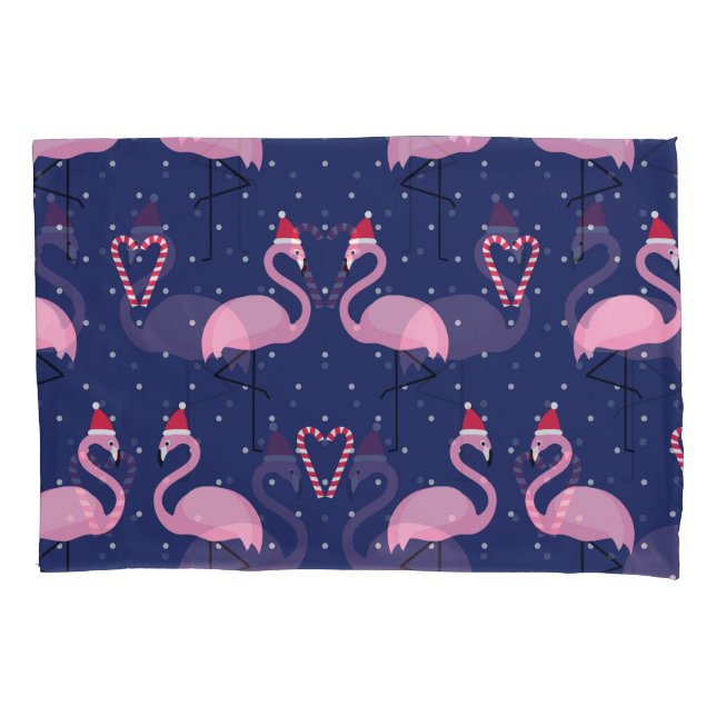 Funda De Cojín Flamingo Xmas Gorra Candy Pattern (Anverso)